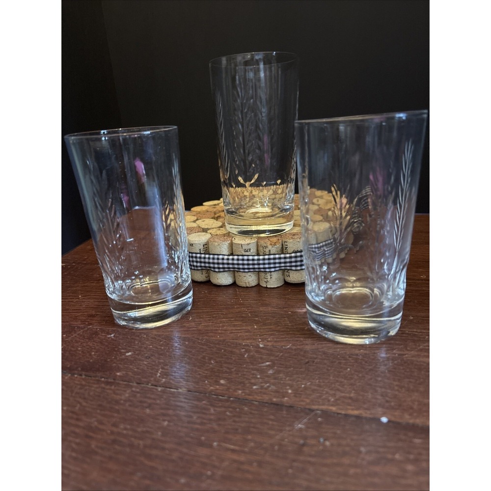 Glastonbury Lotus Pinetree 10oz Flat Bottom Set Of 3 Tumblers